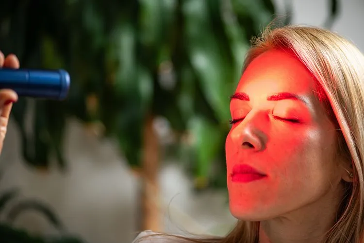 Red light therapy wand treatment for wrinkles