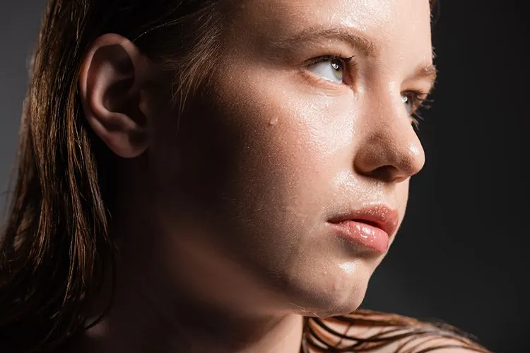 Dewy skin portrait — Rhode skincare